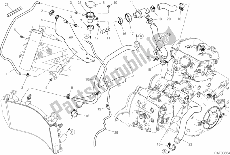Todas las partes para Circuito De Enfriamiento de Ducati Diavel 1260 2019